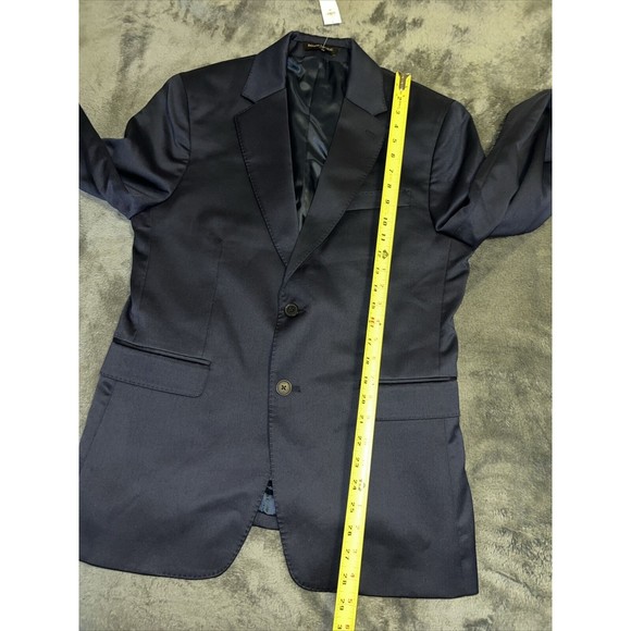 Size 38S Banana Republic Factory logo MODERN CLASSIC SATIN SUIT JACKET Navy - Picture 5 of 10